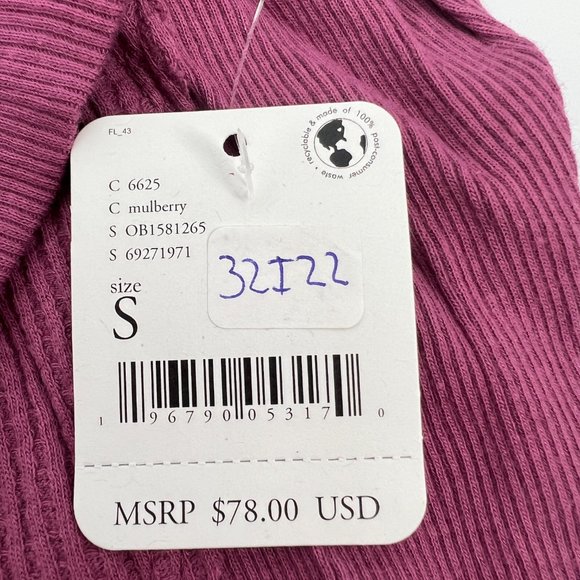 Free People Women's Santa Clara V-Neck Pullover Thermal Top Purple Small NWT - Picture 6 of 6